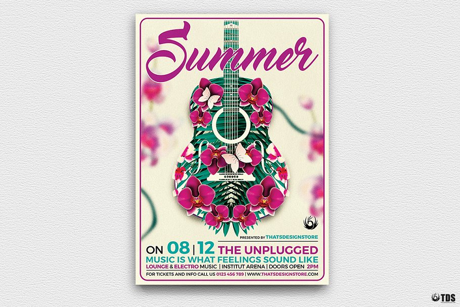 快乐的夏天海报模板 Summer Unplugged Fly
