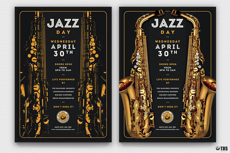 爵士音乐海报模板 Jazz Day Flyer #13086