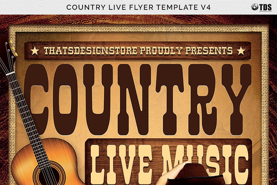 经典乡村海报模板 Country Live Flyer #1