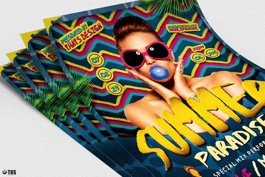 夏日音乐派对海报设计PSD模板 Summer Paradis