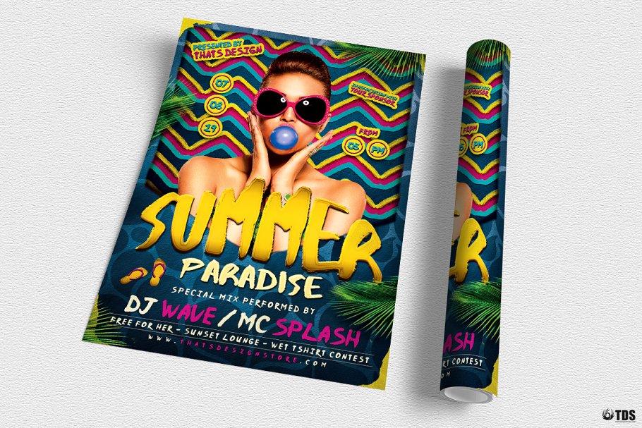 夏日音乐派对海报设计PSD模板 Summer Paradis