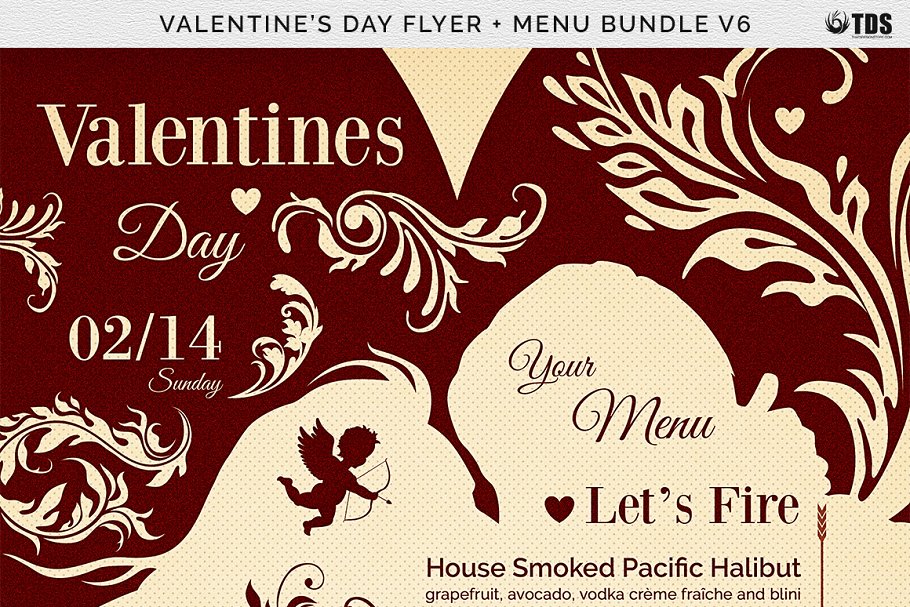 情人节菜单模板 Valentines Day Flyer M