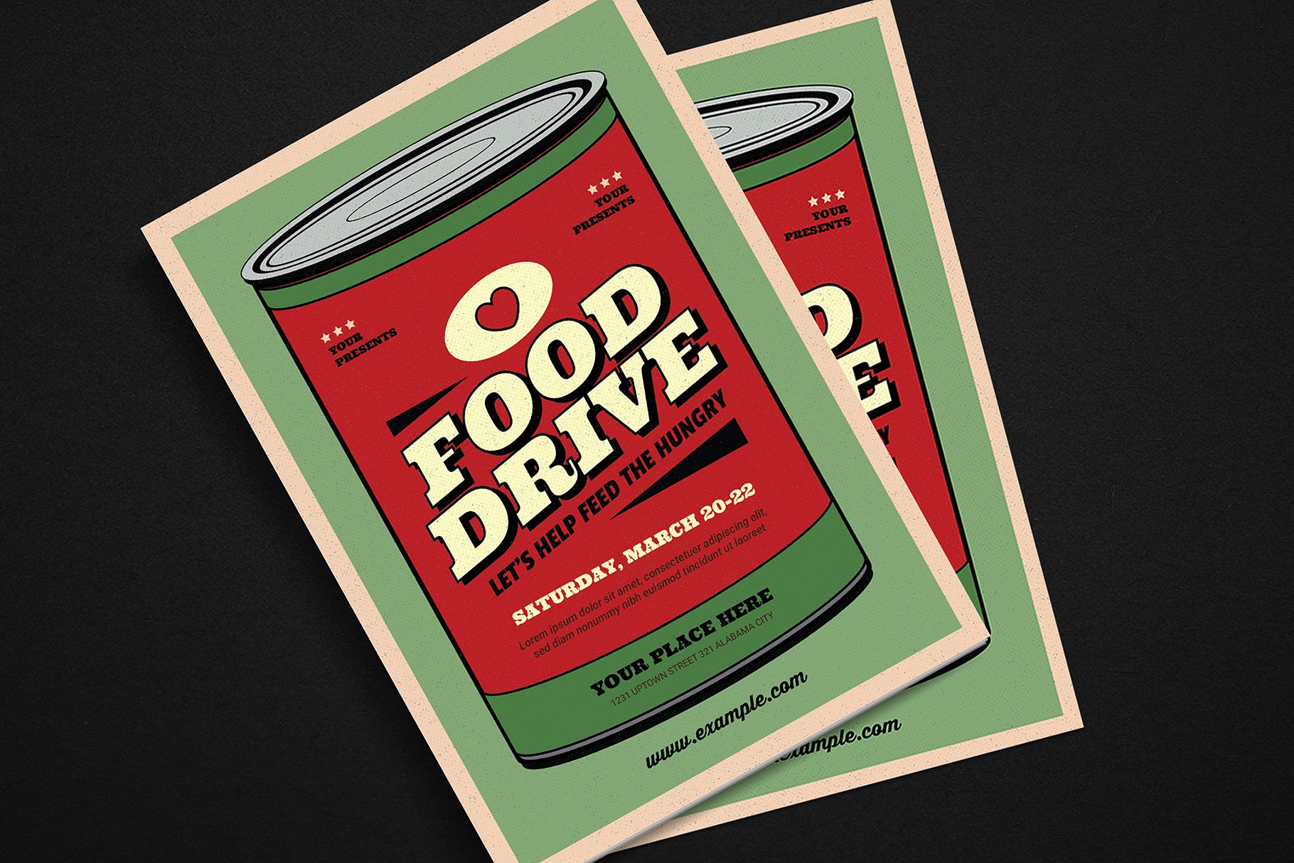 经典的食品海报模板 Retro Food Drive Eve