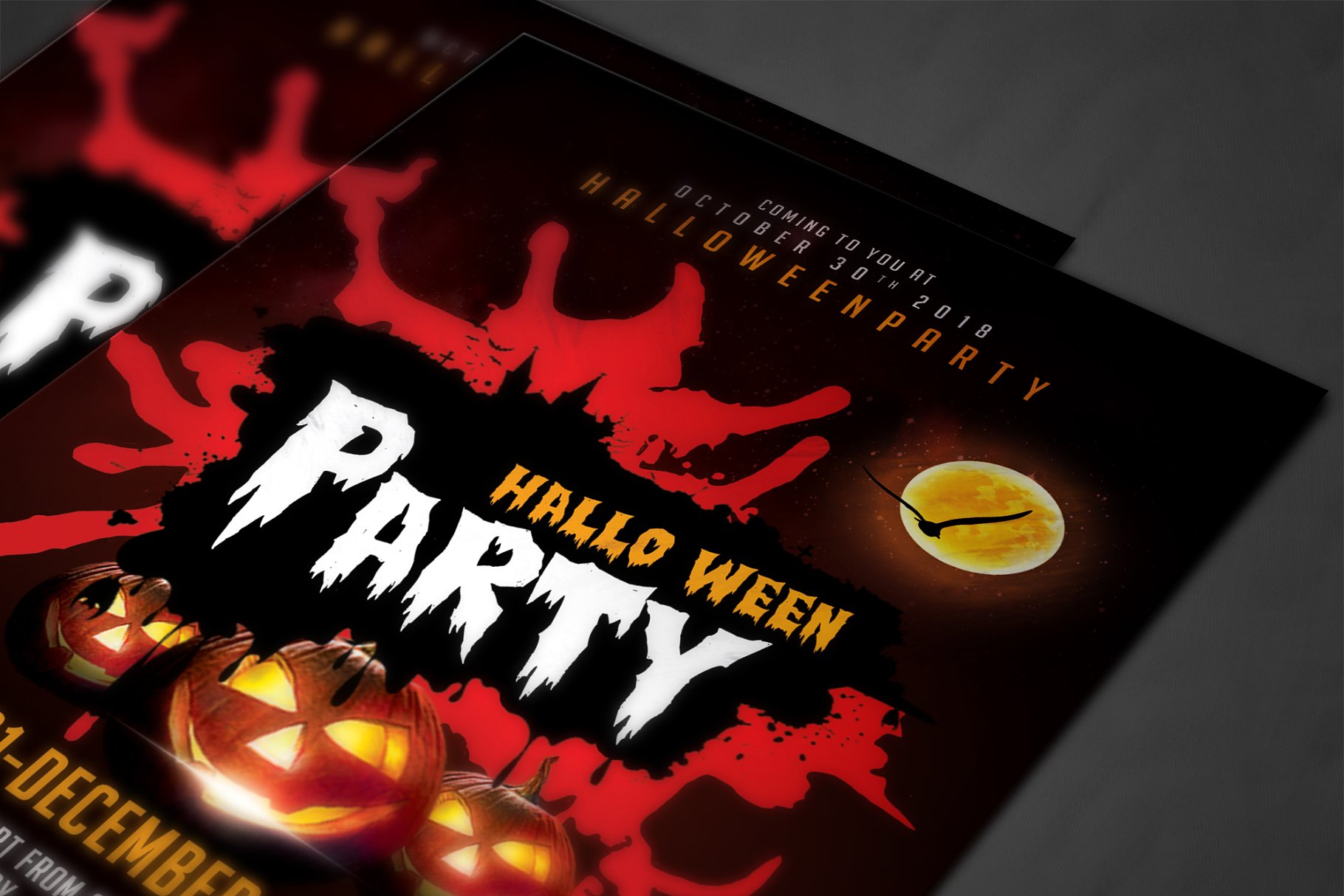 疯狂万圣节海报模板 Halloween Party Flye
