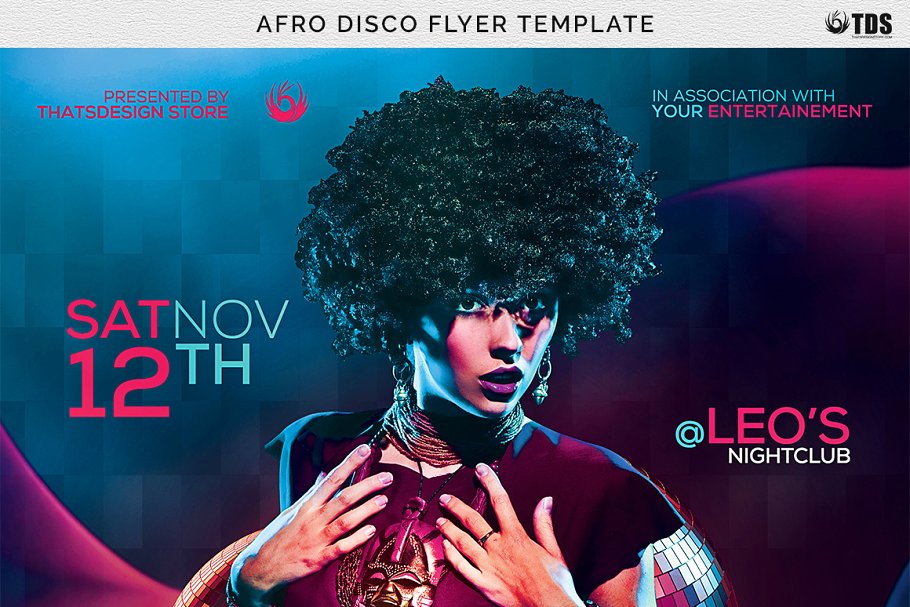 摇滚流行音乐海报模版 Afro Disco Flyer  #