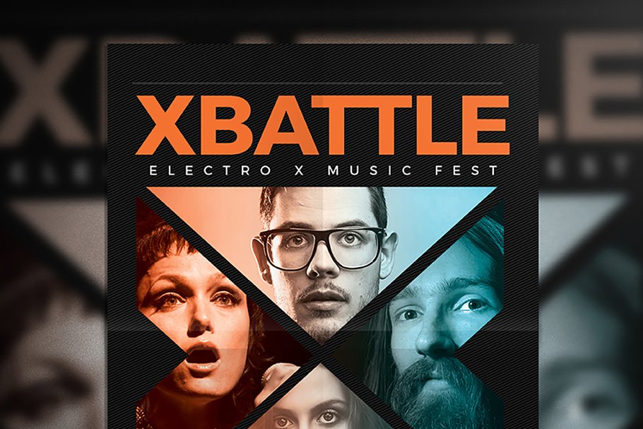 音乐对战类广告海报 X Battle Music Flyer