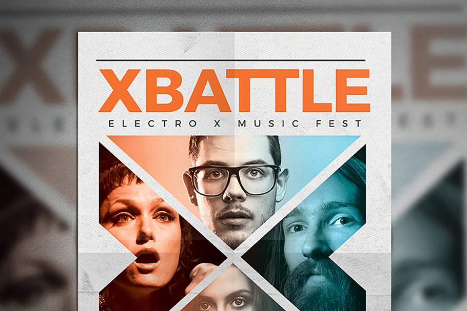 音乐对战类广告海报 X Battle Music Flyer