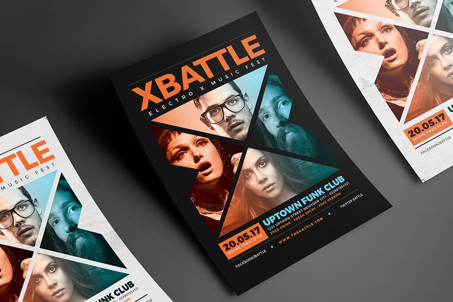 音乐对战类广告海报 X Battle Music Flyer