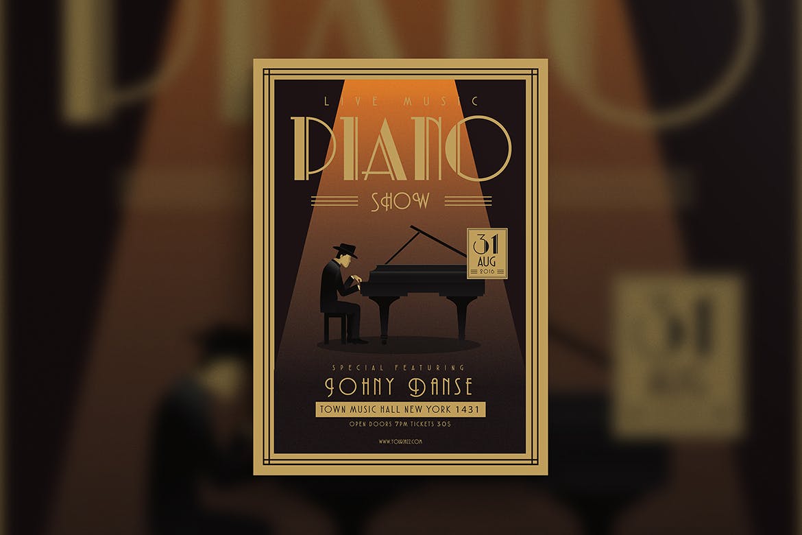 时尚高端优雅高雅艺术钢琴音乐会海报宣传单jazz-piano