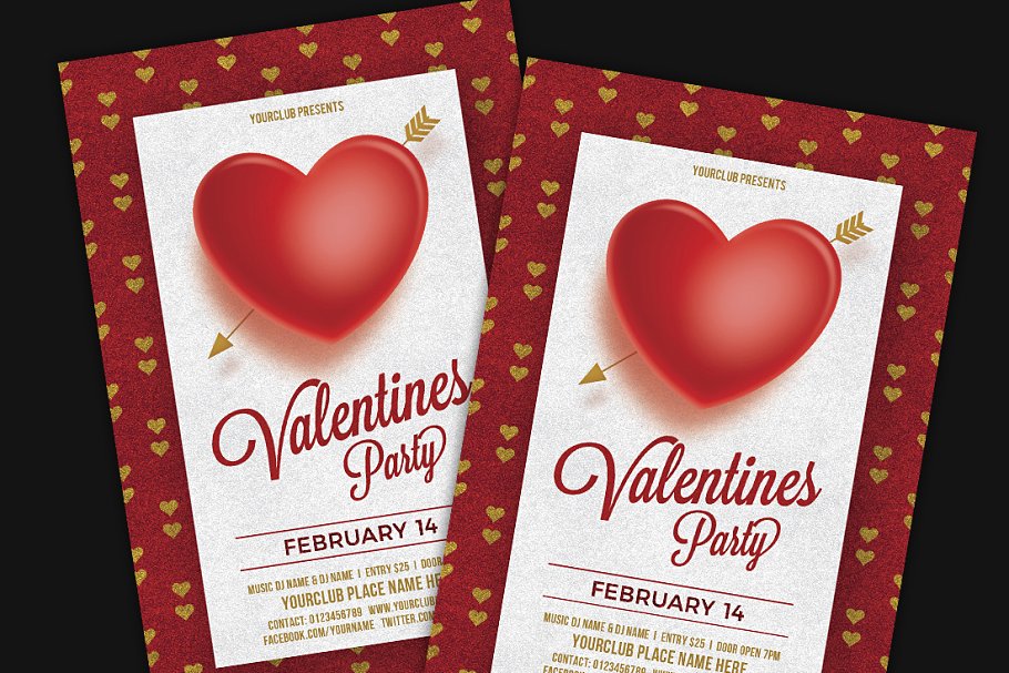 情人节活动海报 Valentines Party Flyer