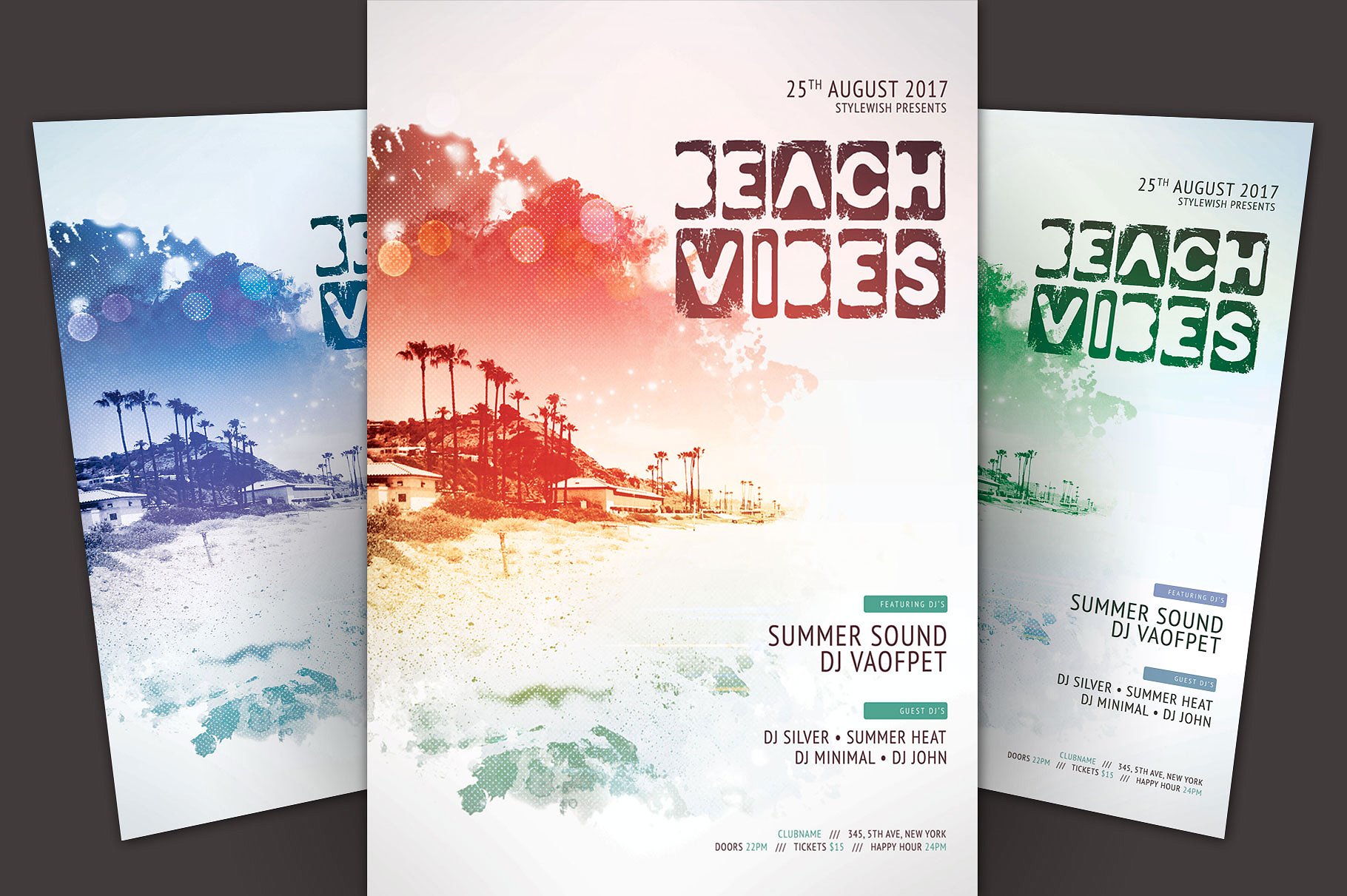 梦幻般海滩海报模版 Beach Vibes Flyer Te