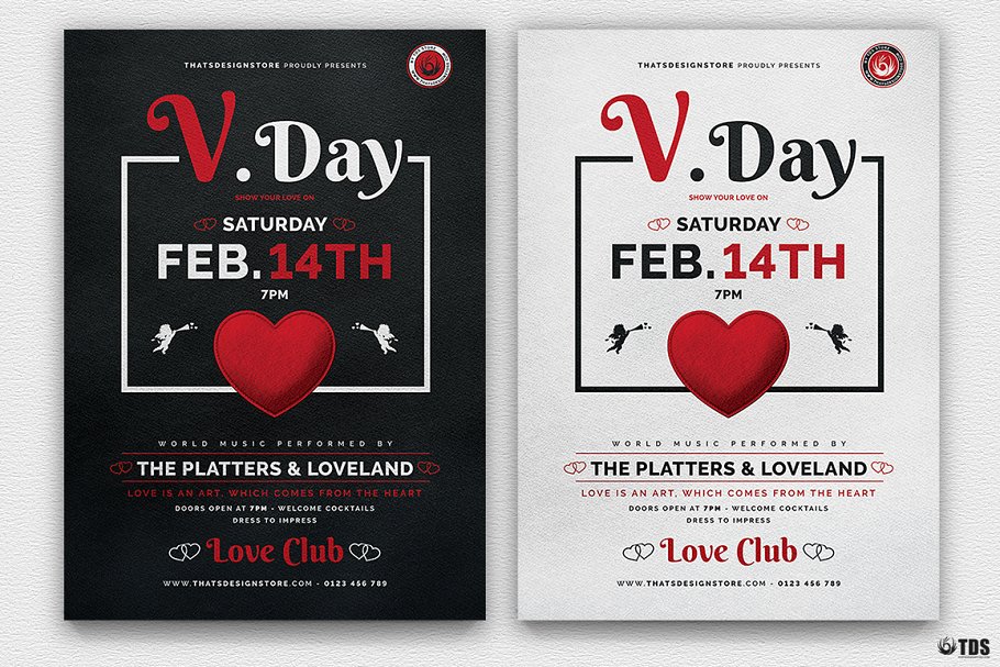 新鲜的情人节海报 Valentines Day Flyer