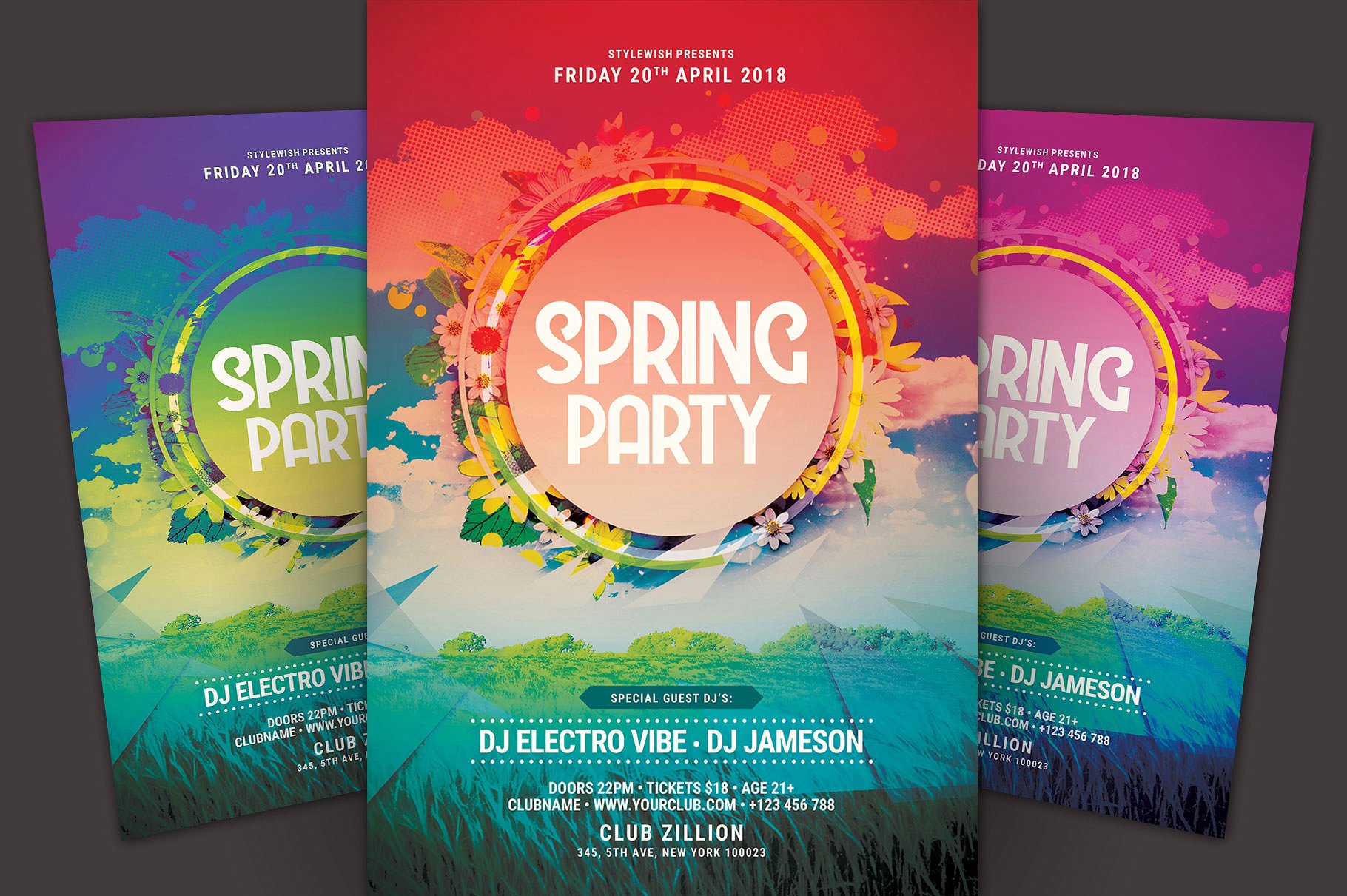 春季聚会海报模版 Spring Party Flyer Te