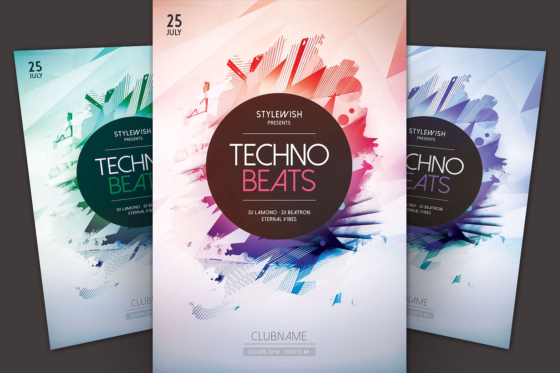 高科技展会类海报模版 Techno Beats Flyer