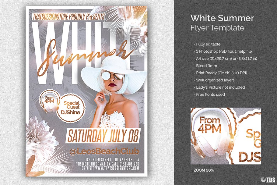 夏天主题海报模版 White Summer Flyer #1