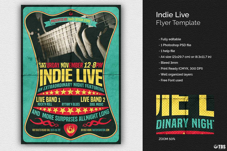 个性直播海报模版 Indie Live Flyer #130