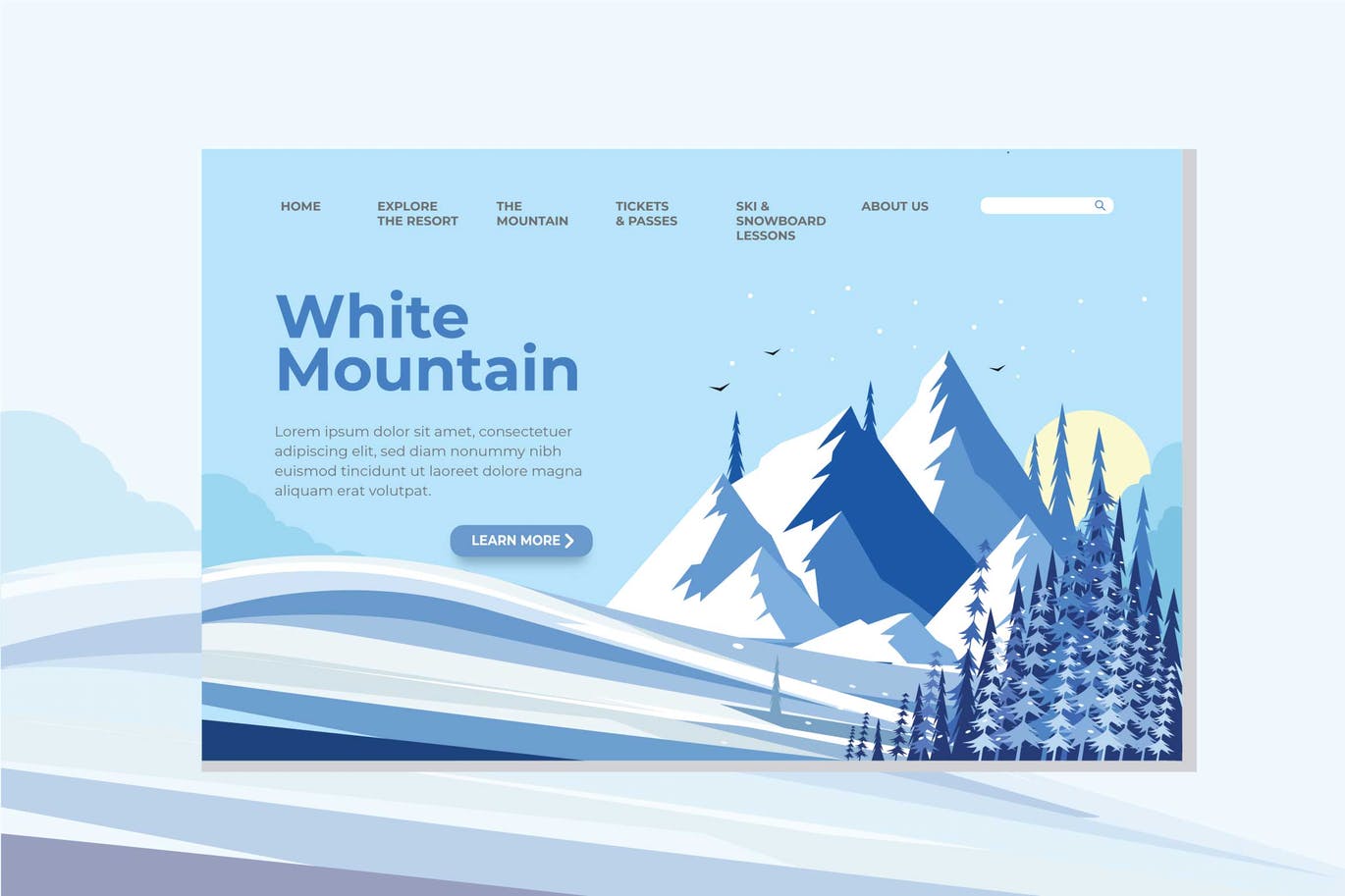 时尚简约冬天立冬白色雪山海报white-mountain #