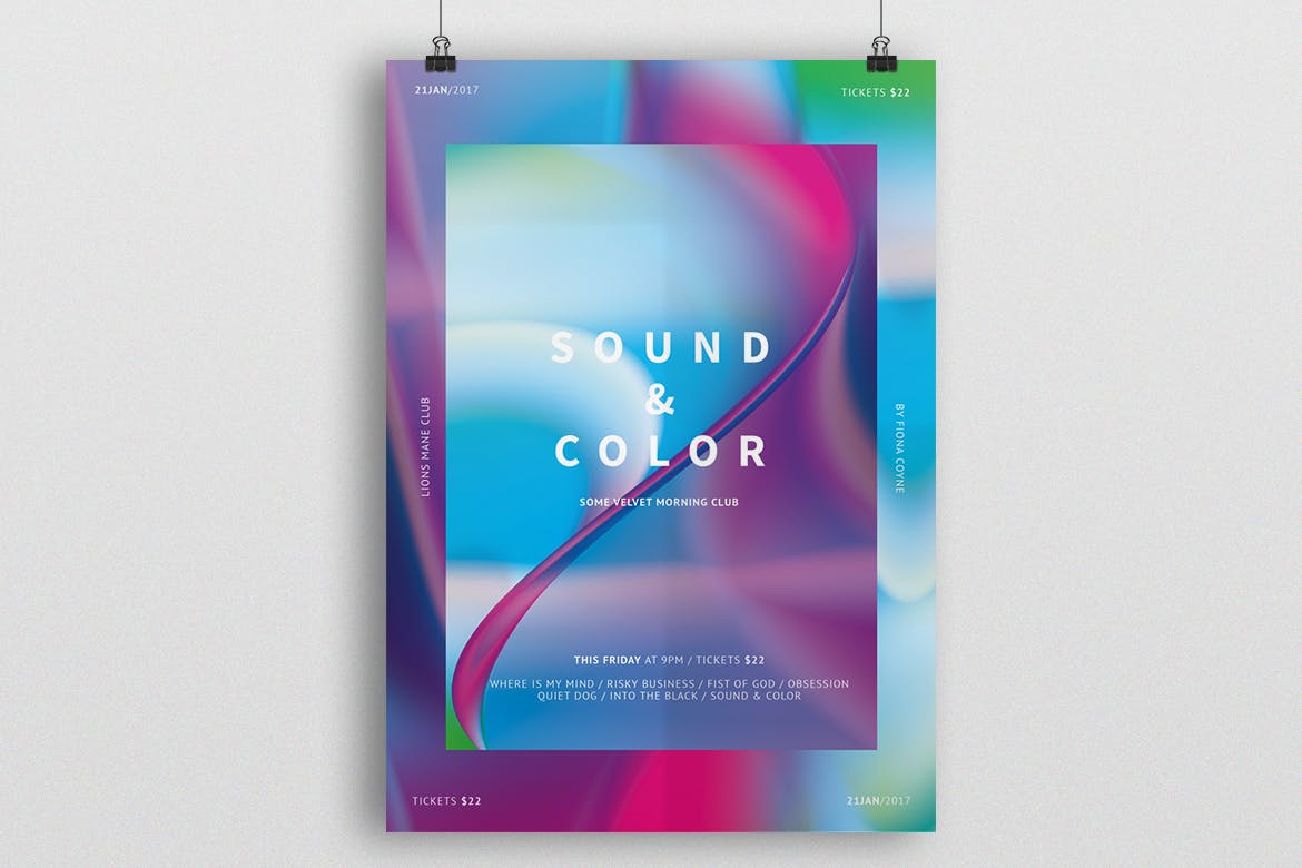 时尚抽象多用途的液体大理石质感海报sound-color-p