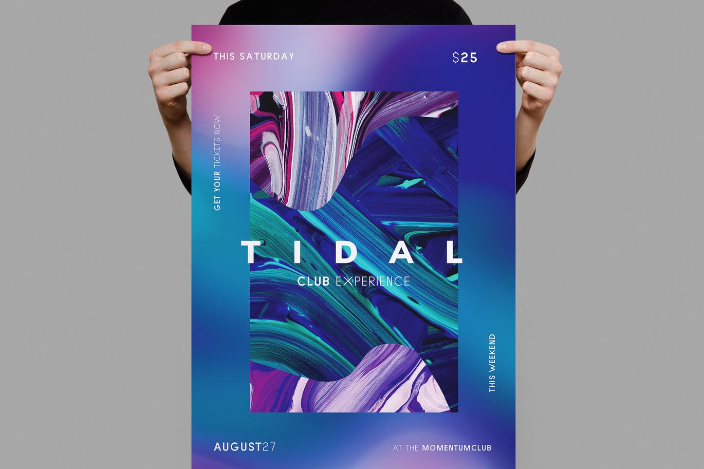 液体大理石质感海报宣传单tidal-flyer-poster