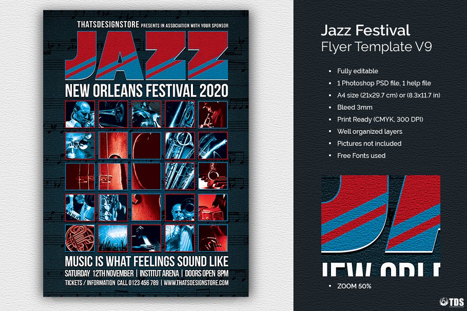 爵士Jazz音乐节海报PSD模版 Jazz Festival