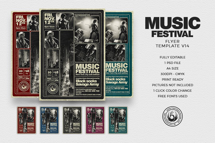 摇滚重金属英语海报模版 Music Festival Fly