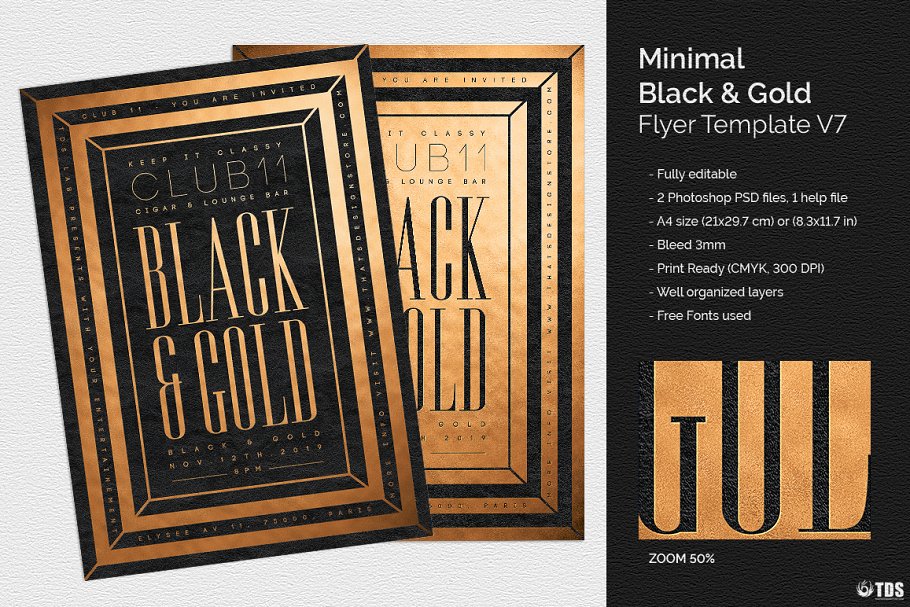 极简主义黑金海报模版 Minimal Black Gold
