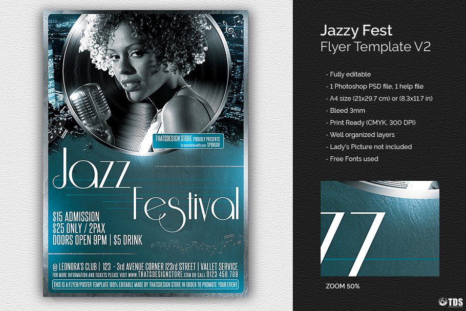 爵士音乐海报模版 Jazzy Fest Flyer #130