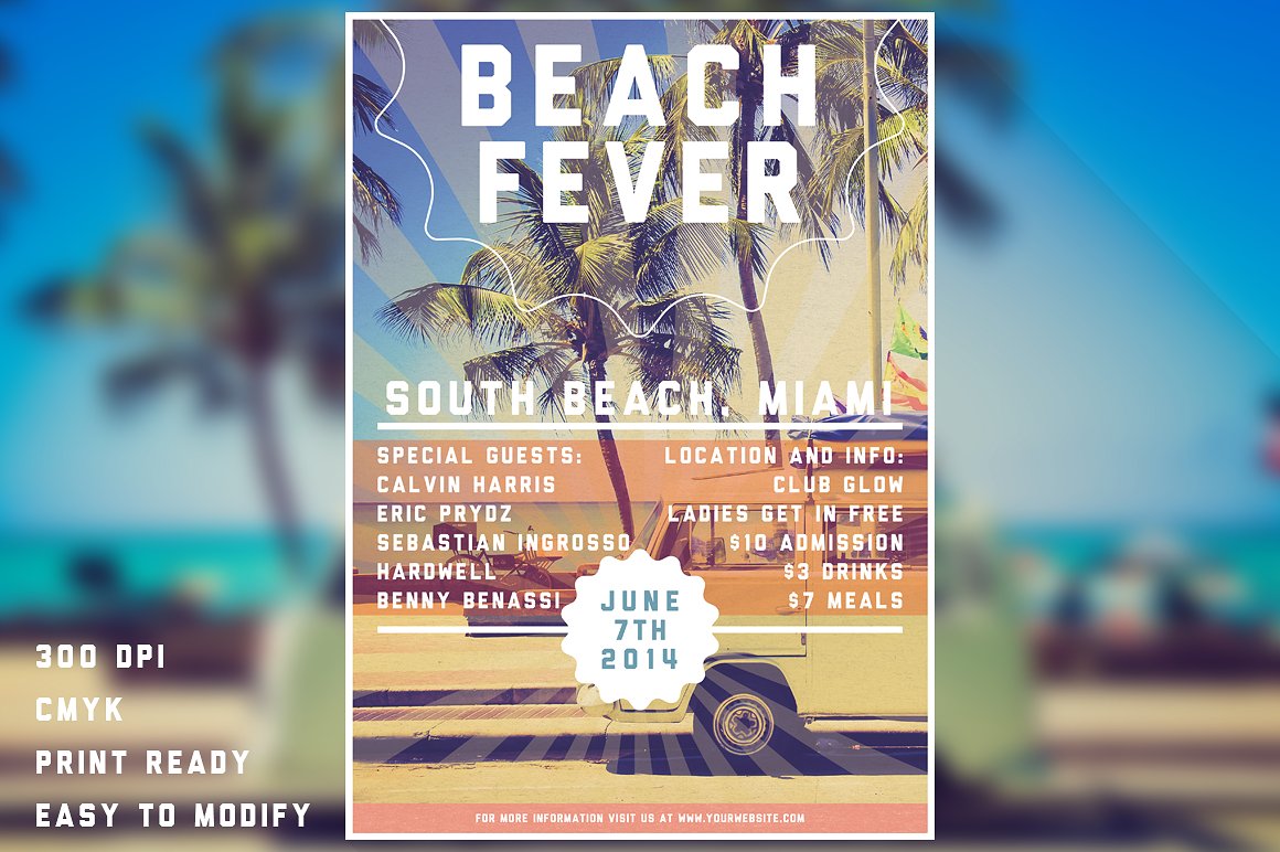 海滩海报模版 Beach Fever Flyer #1267