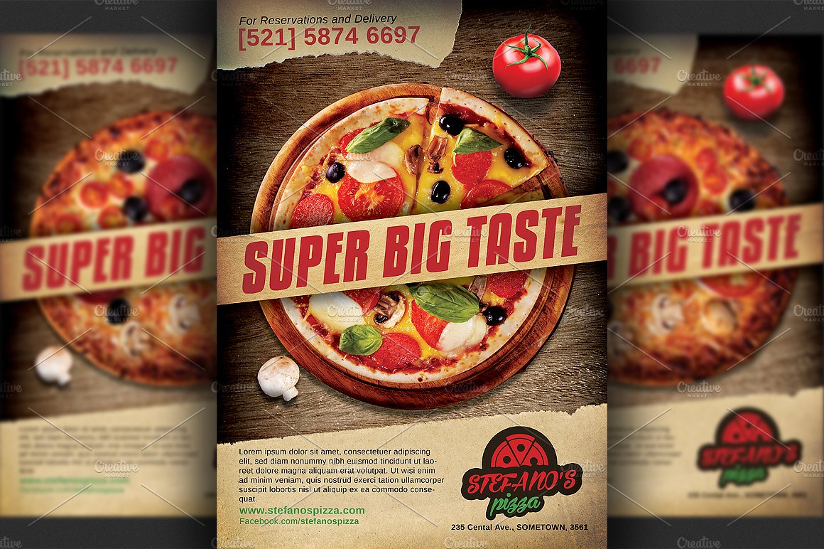 披萨广告海报模版 Pizza Restaurant Adve