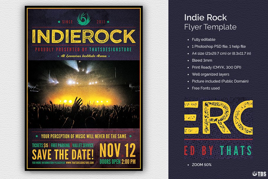 摇滚音乐海报模版 Indie Rock Flyer #13