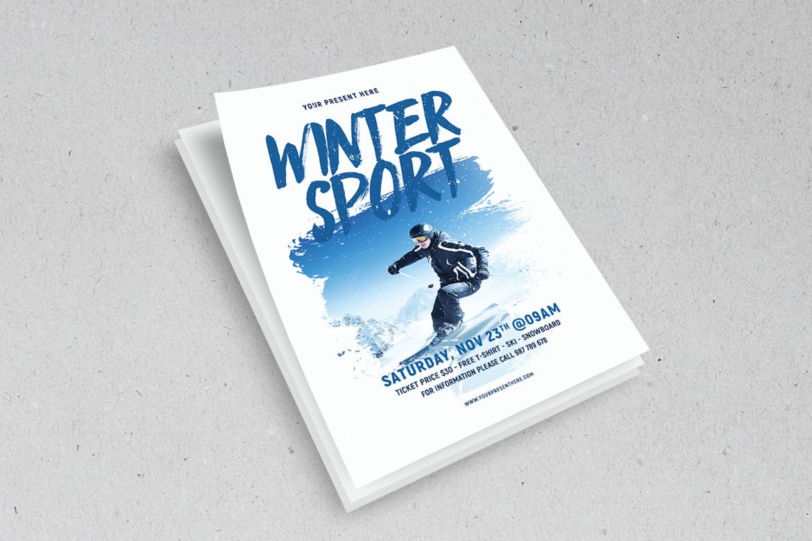 立冬运动健康滑雪海报宣传单winter-sport-flye