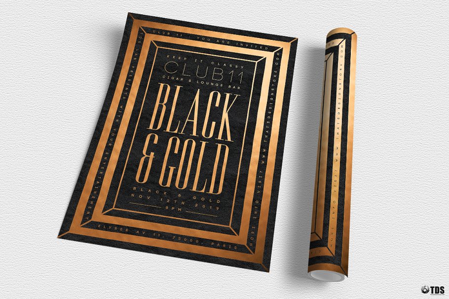 极简主义黑金海报模版 Minimal Black Gold