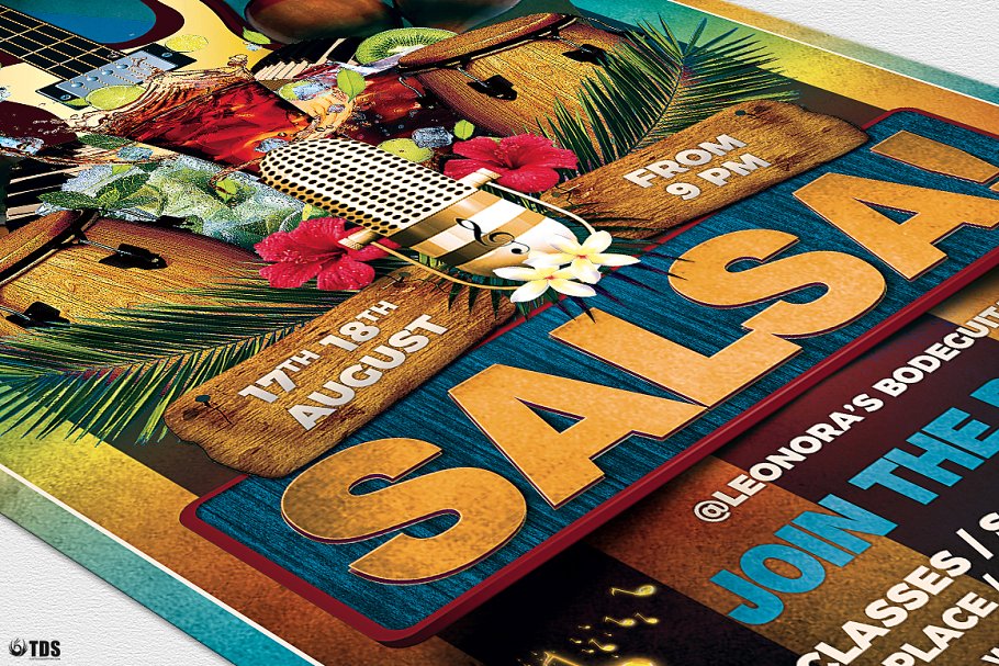古巴风格的活动海报模版 Cuban Live Salsa F