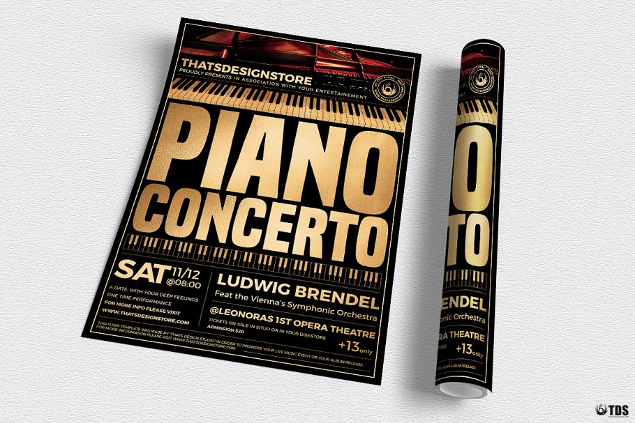 钢琴演奏会活动海报模版 Piano Concerto Fly