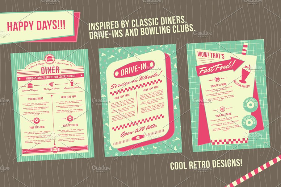 年代背景相框素材 1950s Diner Backgroun