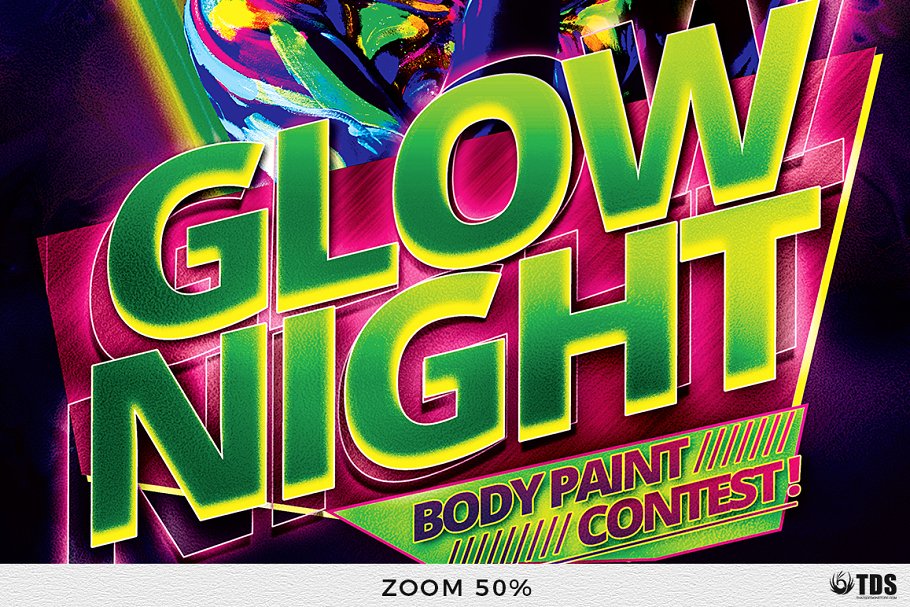 夜店活动海报模版 Glow Night Flyer #132
