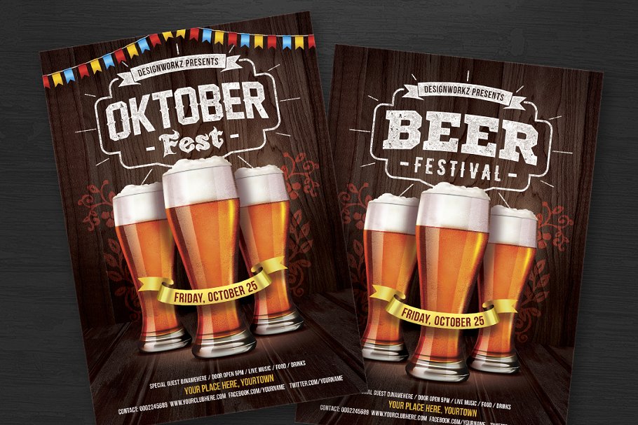 啤酒节海报模版 OktoberfestBeer Festiv