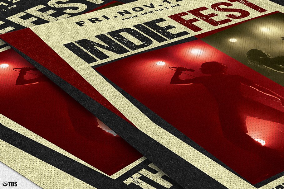 流行民俗音乐海报模版 Indie Live Festival