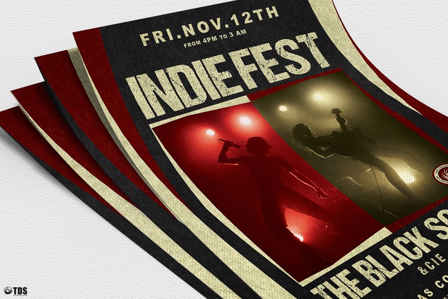 流行民俗音乐海报模版 Indie Live Festival