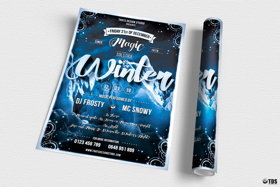 冬季效果的海报模版 Winter Season Flyer