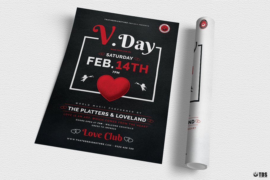 新鲜的情人节海报 Valentines Day Flyer