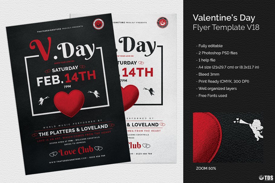 新鲜的情人节海报 Valentines Day Flyer