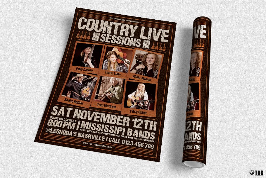 乡村音乐会海报模版 Country Live Flyer