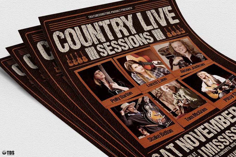 乡村音乐会海报模版 Country Live Flyer