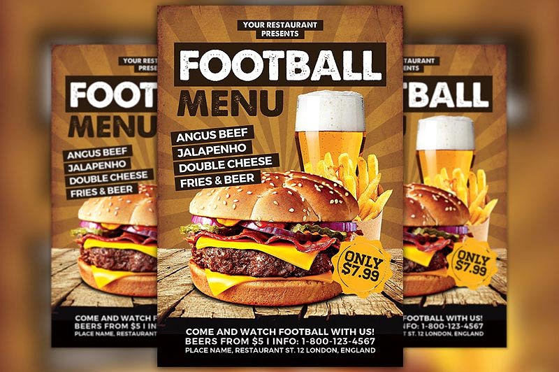 汉堡快餐促销海报传单 Burgers Food Promot