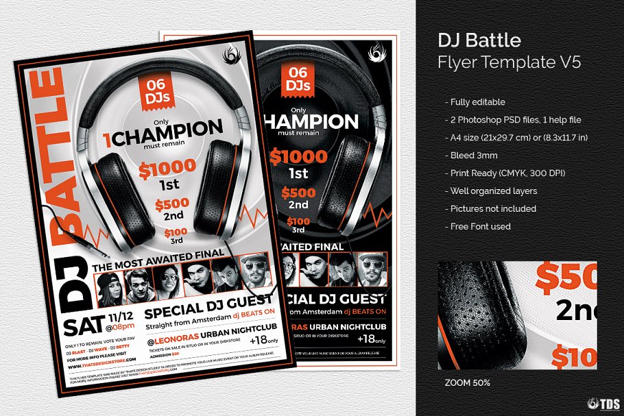 DJ对战音乐海报模版PSD DJ Battle Flyer