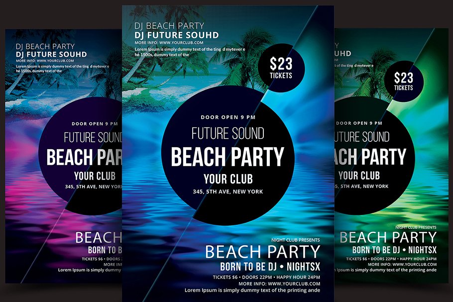 海滩海报模版 Beach Party Flyer #1293