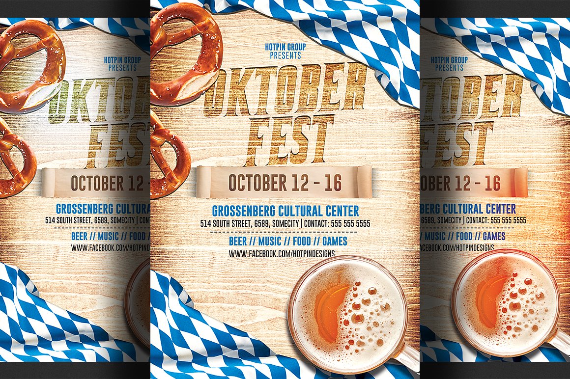 慕尼黑啤酒节传单海报模版 Oktoberfest Flyer