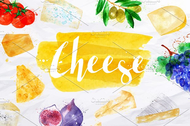 水彩奶酪海报模版 Watercolor Cheese Pos