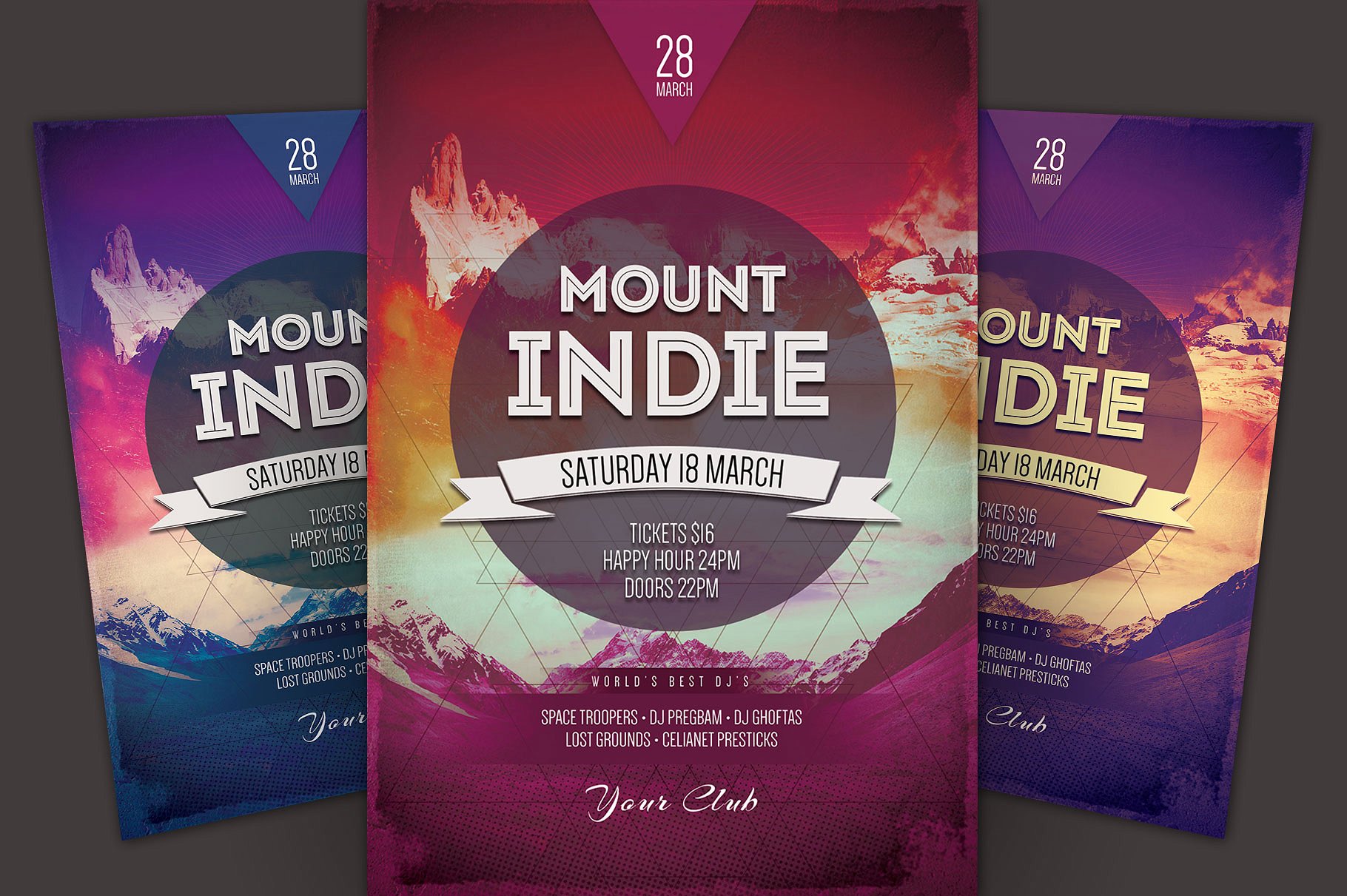 以山为主题的海报模版 Mount Indie Flyer T